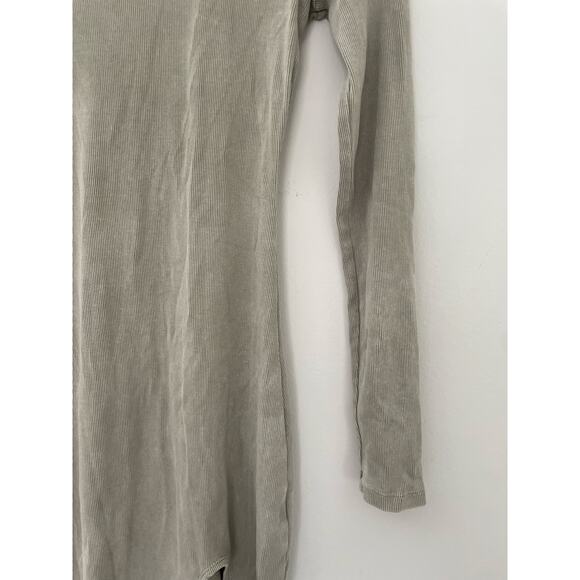 Young Fabulous & Broke Ribbed Long Sleeve Bodycon Dress Small Green Gray - Picture 4 of 9